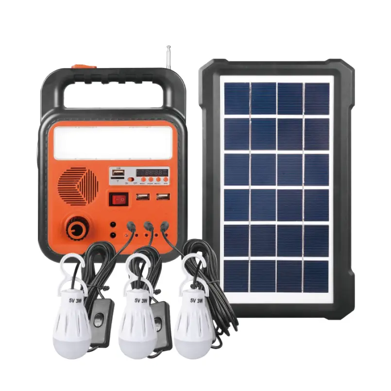 အားပြန်သွင်းနိုင်သော 5W LED Solar Power Station Kit